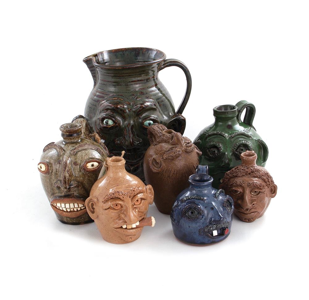 Appraisal: Southern stoneware face jugs South North Carolina and Georgia th