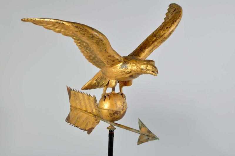 Appraisal: Large Copper Eagle Weathervane Circa Original gold wash No holes