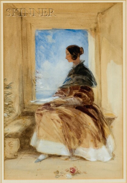 Appraisal: George Cattermole British - Young Woman by a Window Monogrammed