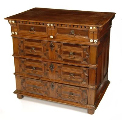 Appraisal: A William and Mary cedar and walnut four drawer chest