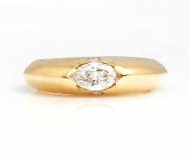 Appraisal: An ct gold marquise cut diamond ring with diamond set