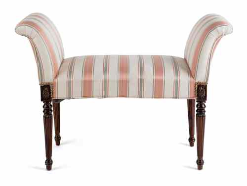 Appraisal: George IV mahogany window seat ca with reeded legs and