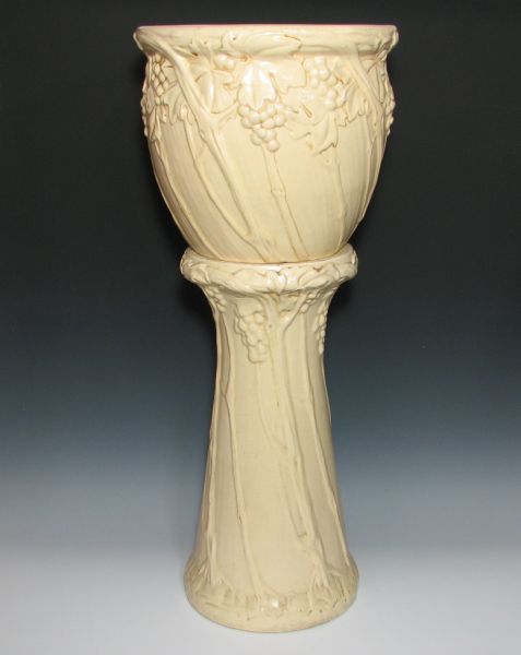 Appraisal: Massive Peters Reed Ivory jardiniere and pedestal done on a