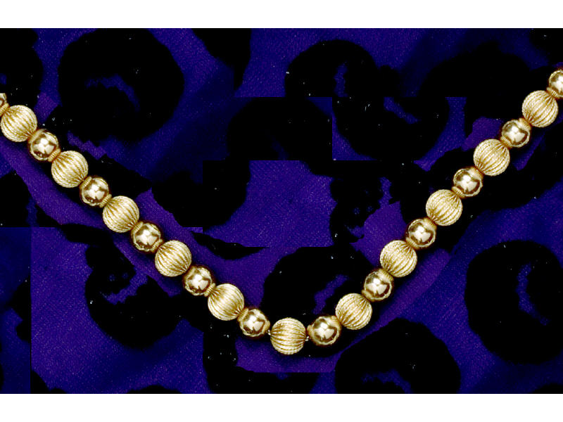 Appraisal: BEAD NECKLACE k yellow gold with alternating Florentine fluted mm