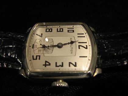 Appraisal: Gentleman's Hamilton rectangular steel cased wristwatch The Tourneau karat white