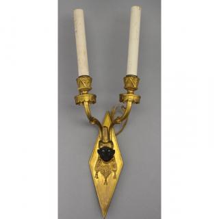 Appraisal: Figural French Bagues Gilt Bronze Sconce Figural French Bagues Gilt