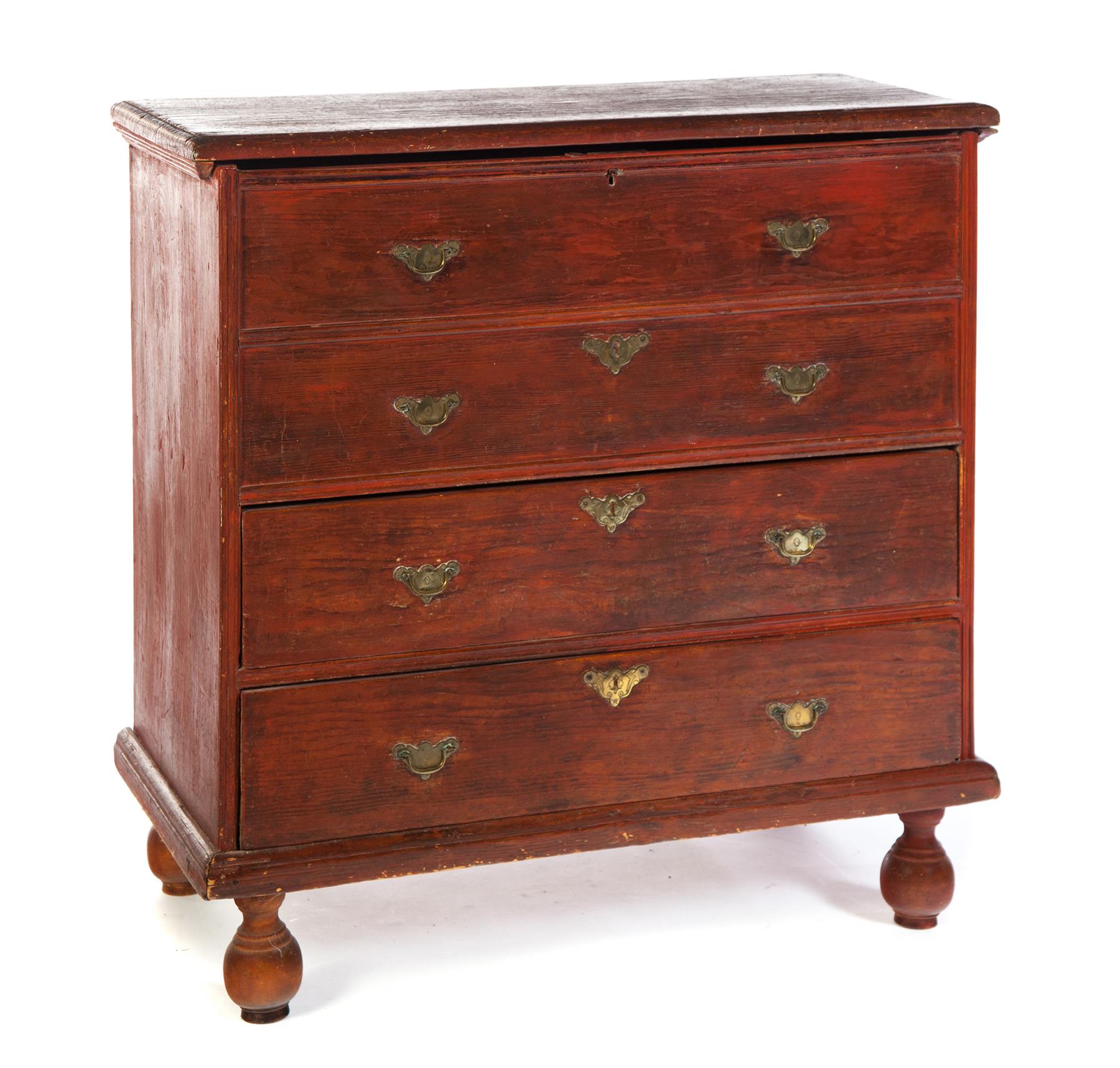 Appraisal: NEW ENGLAND WILLIAM AND MARY MULE CHEST Eighteenth century pine