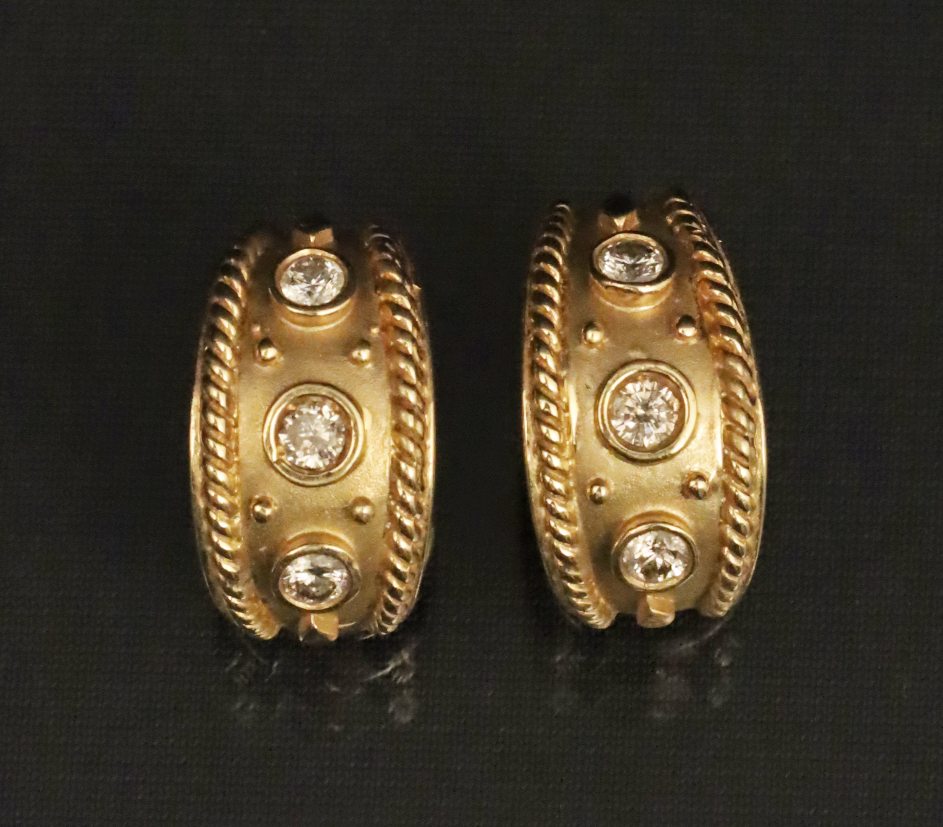 Appraisal: PR OF K YG DIA BYZANTINE STYLE EARRINGS Pair of