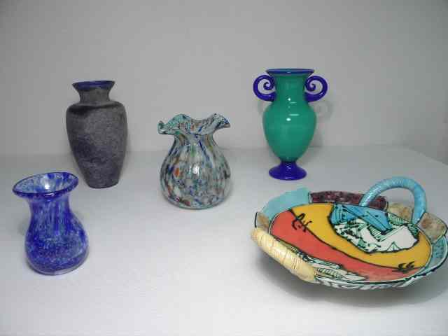 Appraisal: Lot of assorted art glass vases and an art pottery