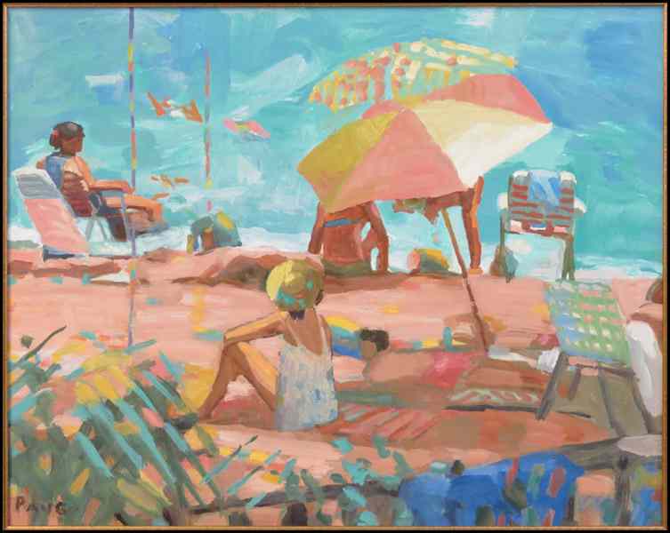 Appraisal: ARTIST UNKNOWN CONTEMPORARY A DAY AT THE BEACH Oil on