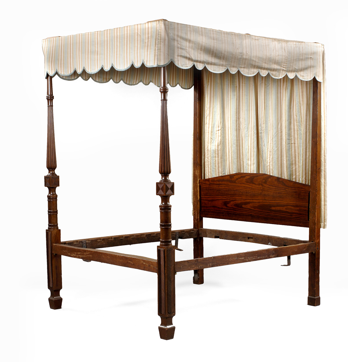 Appraisal: FEDERAL STYLE MAHOGANY QUEEN SIZE CANOPY BED AND HANGINGS Height