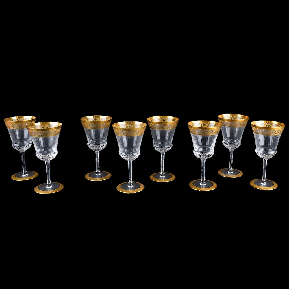 Appraisal: Eight St Louis Crystal Thistle Wine Goblets Set of Eight