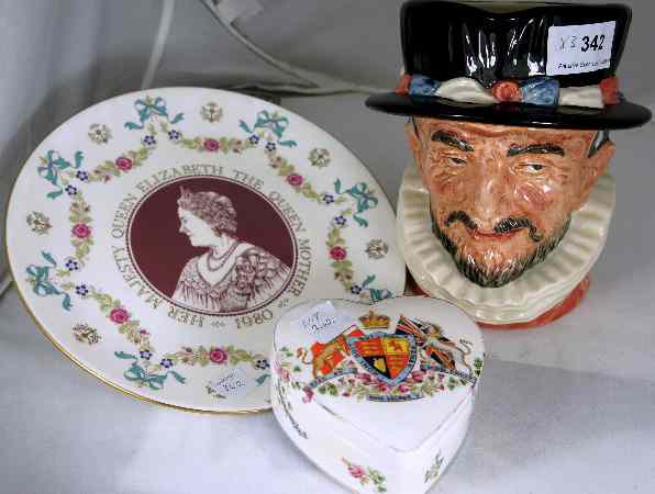 Appraisal: Royal Doulton Large Character Jug Beefeater D Queen Mother Plate