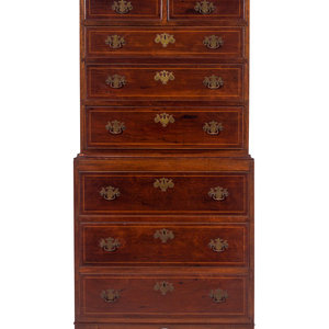 Appraisal: A Federal Style Inlaid Mahogany Chest-on-Chest th Century Incorporating Earlier