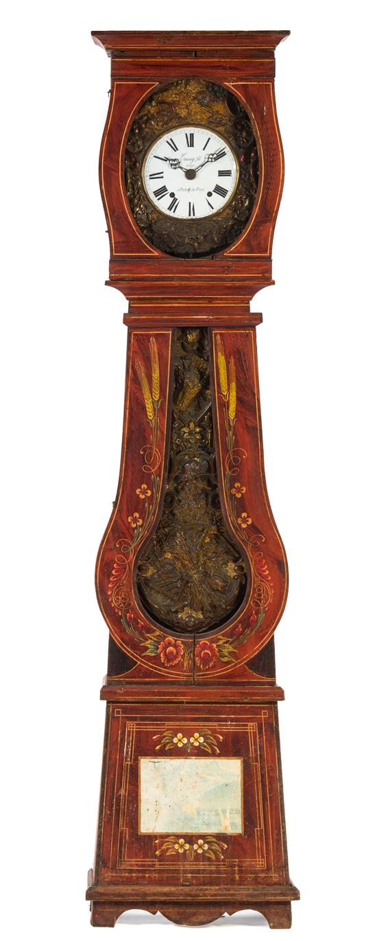 Appraisal: Sale Lot A French Painted Tall Case Clock th century