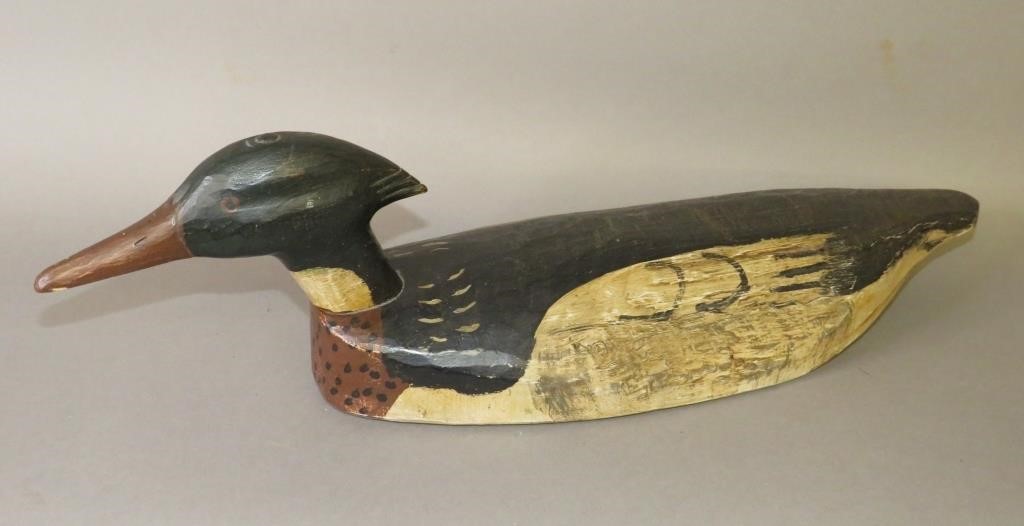 Appraisal: PRIMITIVE FORM RED BREASTED MERGANSER DECOY BY UNKca mid th