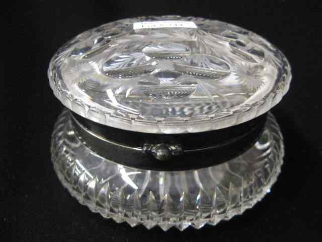 Appraisal: Cut Glass Dresser Box floral decor silverplate trim attributed to