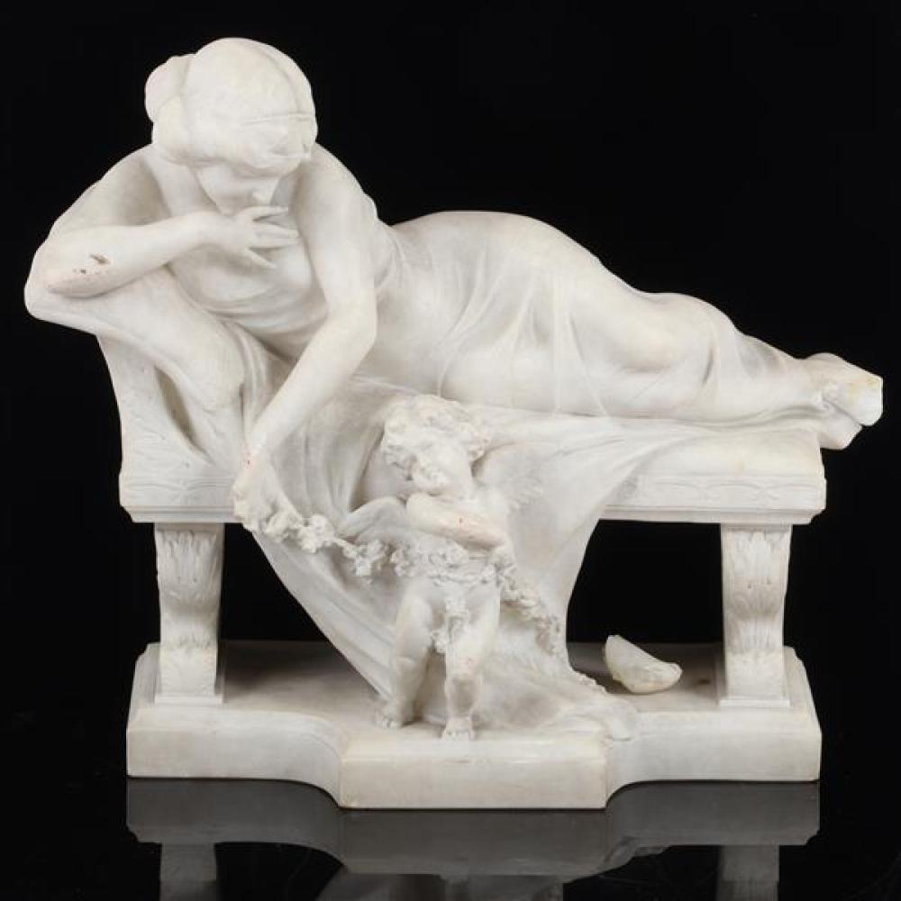 Appraisal: C DAZZI ITALIAN TH CENTURY ART NOUVEAU WHITE MARBLE FIGURE