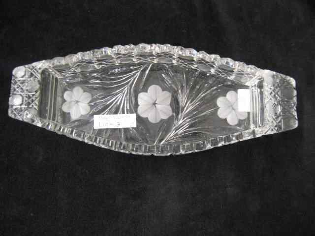 Appraisal: Cut Glass Relish Dish floral cane boat shaped '' x