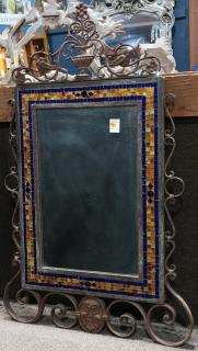 Appraisal: Italian Rococo style mosaic framed mirror Italian Rococo style mosaic