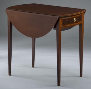 Appraisal: Baker Furniture mahogany drop leaf side table Sheraton style mahogany