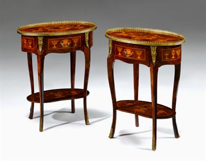 Appraisal: Pair of Louis XV style marquetry tables a chiffonier in