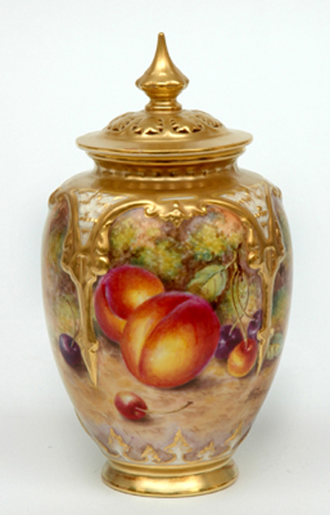 Appraisal: A ROYAL WORCESTER PORCELAIN POT POURRI VASE Signed J Freeman