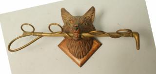 Appraisal: Carved Wood Black Forest Fox Pipe Holder Wall Mou Carved