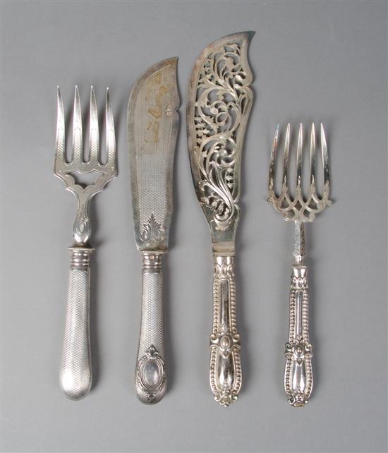 Appraisal: A Group of Two Silver Serving Sets Length of largest