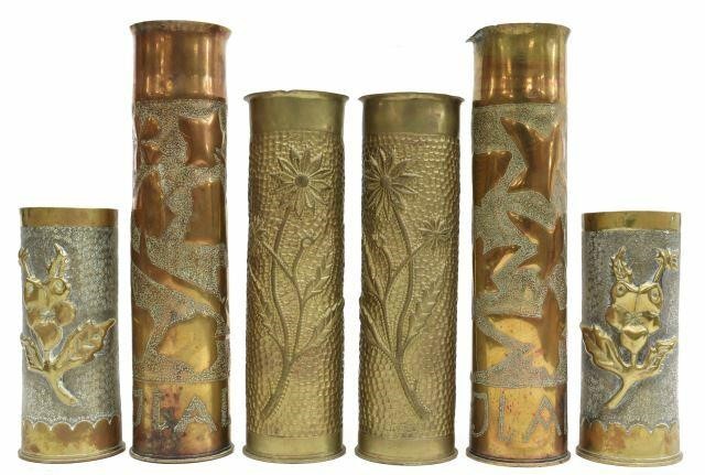 Appraisal: lot of French WWI-era trench art vases fashioned from artillery