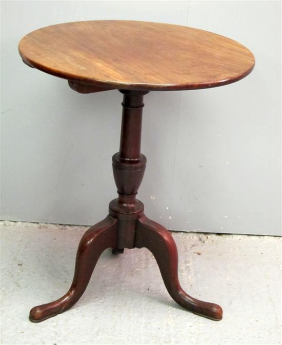 Appraisal: th century mahogany circular tilt top table on turned column