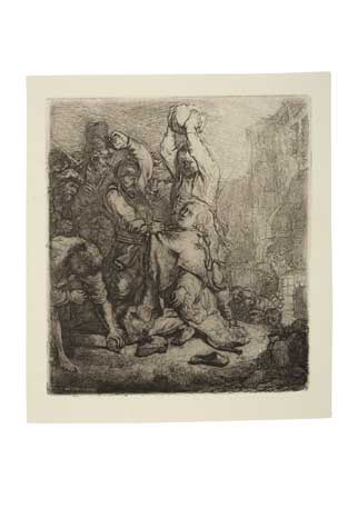 Appraisal: REMBRANDT VAN RIJN The Stoning of St Stephen Etching x