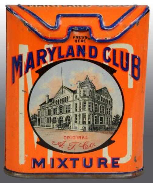 Appraisal: Maryland Club Flip Top Pocket Tobacco Tin Description Manufactured by