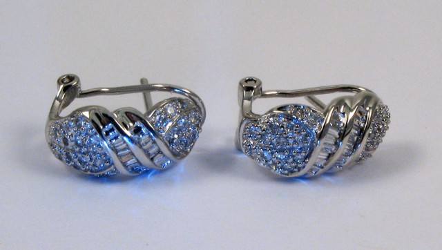 Appraisal: PAIR OF DIAMOND AND WHITE GOLD EARRINGS each k gold