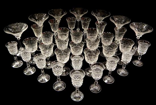 Appraisal: GLASS Thirty-six pieces of th C clear cut stemware ten