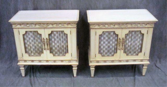 Appraisal: Pair of Louis XVI Marble Top Drawer End Tables Dimensions