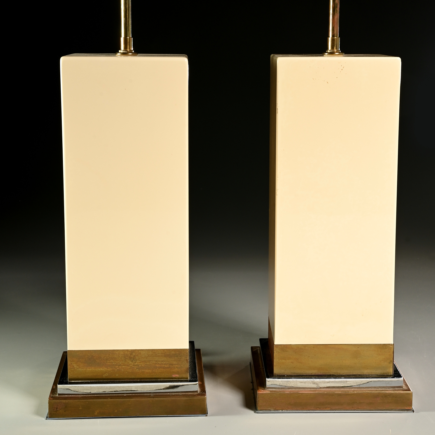 Appraisal: JEAN CLAUDE MAHEY PAIR TABLE LAMPS c s France brass