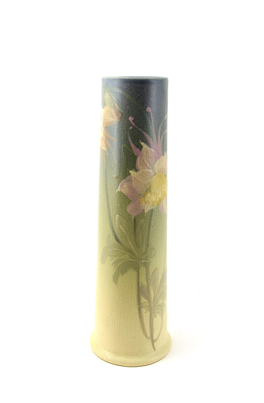 Appraisal: WELLER COLUMBINE HUDSON VASE Tapered vase with muted columbine flower