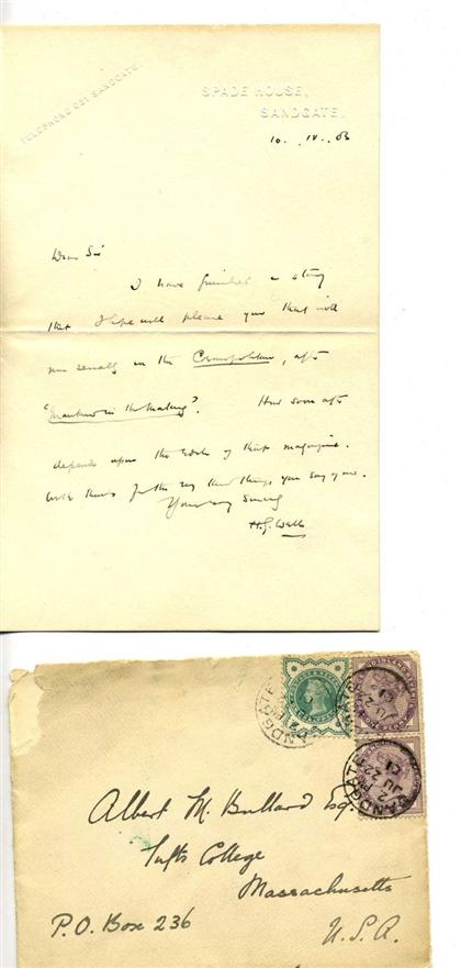 Appraisal: pieces Autograph Letters Signed Wells H G Sangate Oct p