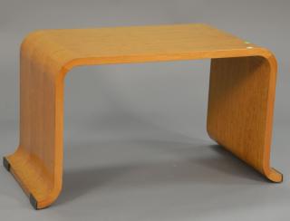 Appraisal: Flamed birch molded coffee table ht in top x Flamed