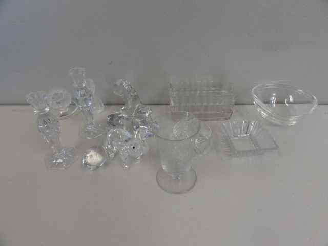 Appraisal: Lot of Assorted Glass Includes engraved and signed BACCARAT pedestal