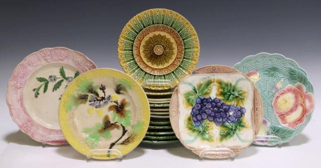 Appraisal: lot of French majolica ceramic plates th c of various