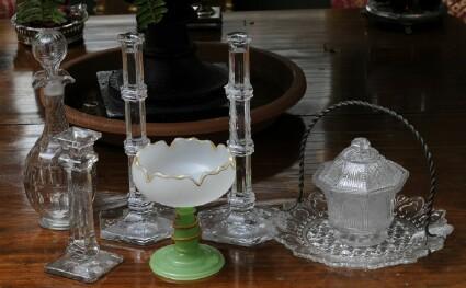 Appraisal: SEVEN ASSORTED GLASS TABLE ARTICLES Including a decanter and stopper