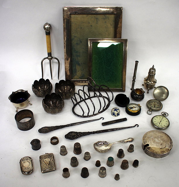 Appraisal: MISCELLANEOUS SILVER ITEMS to include three eastern white metal salts