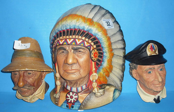 Appraisal: Bossons Wall Masks Sea Captain and Rumanian And Large Nature