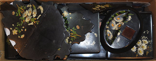 Appraisal: Collection of Victorian lacquer boxesink stands and other pieces