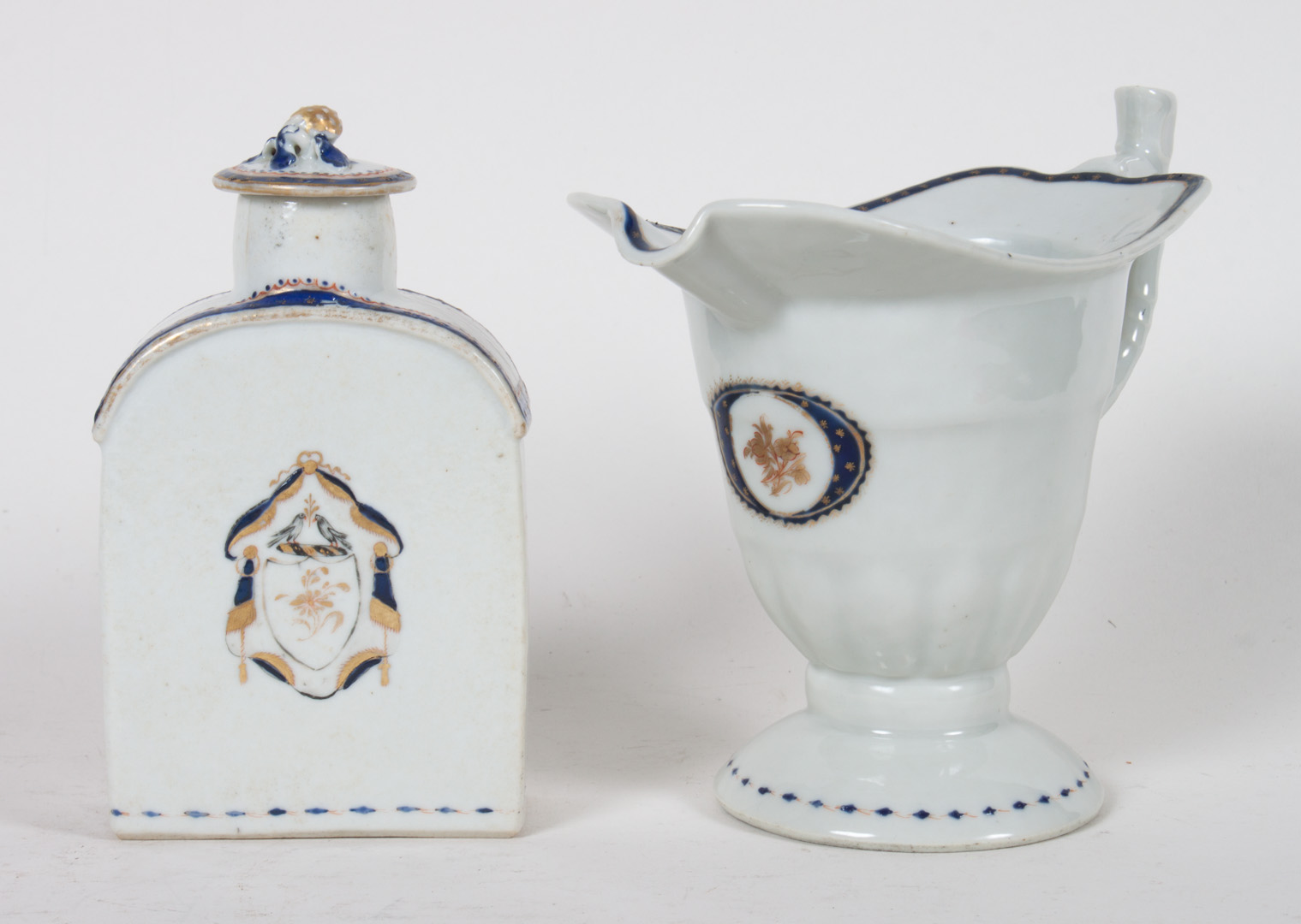 Appraisal: Chinese Export helmet creamer tea caddy circa for the American