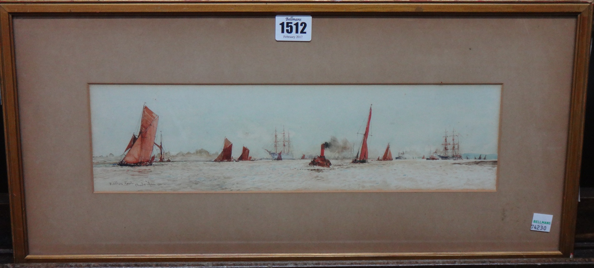 Appraisal: Charles Edward Dixon - Fiddler's Reach watercolour signed inscribed and