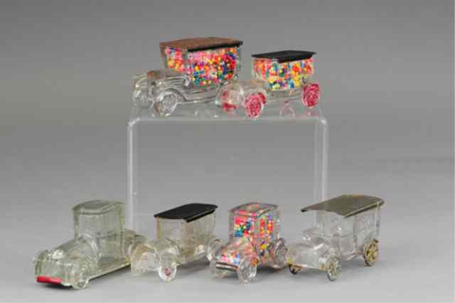 Appraisal: LOT OF GLASS CANDY CONTAINER AUTOS All made of clear