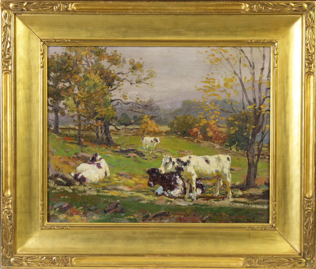 Appraisal: George Glenn Newell American - Cow on path Sgn Lower